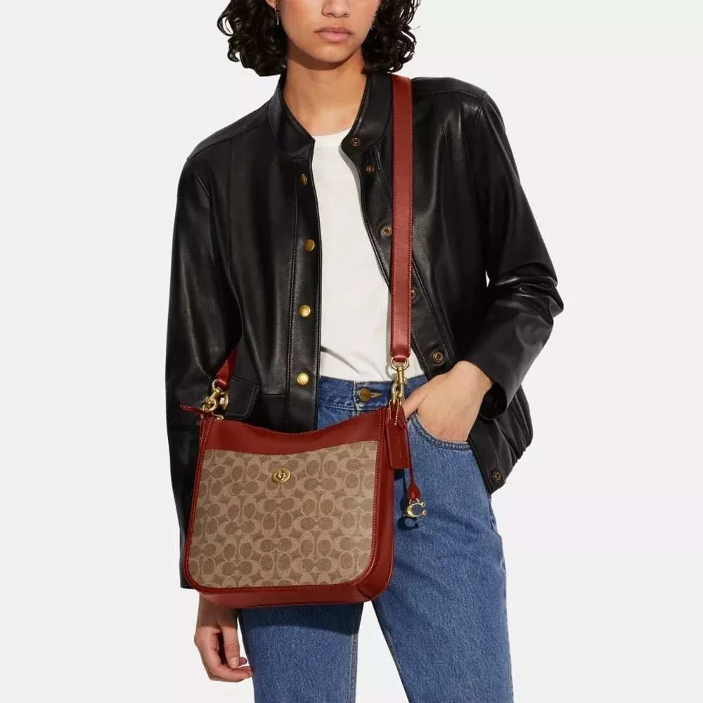 Coach Chaise Crossbody Bag In‎ Signature Canvas Tan Rust - C8487